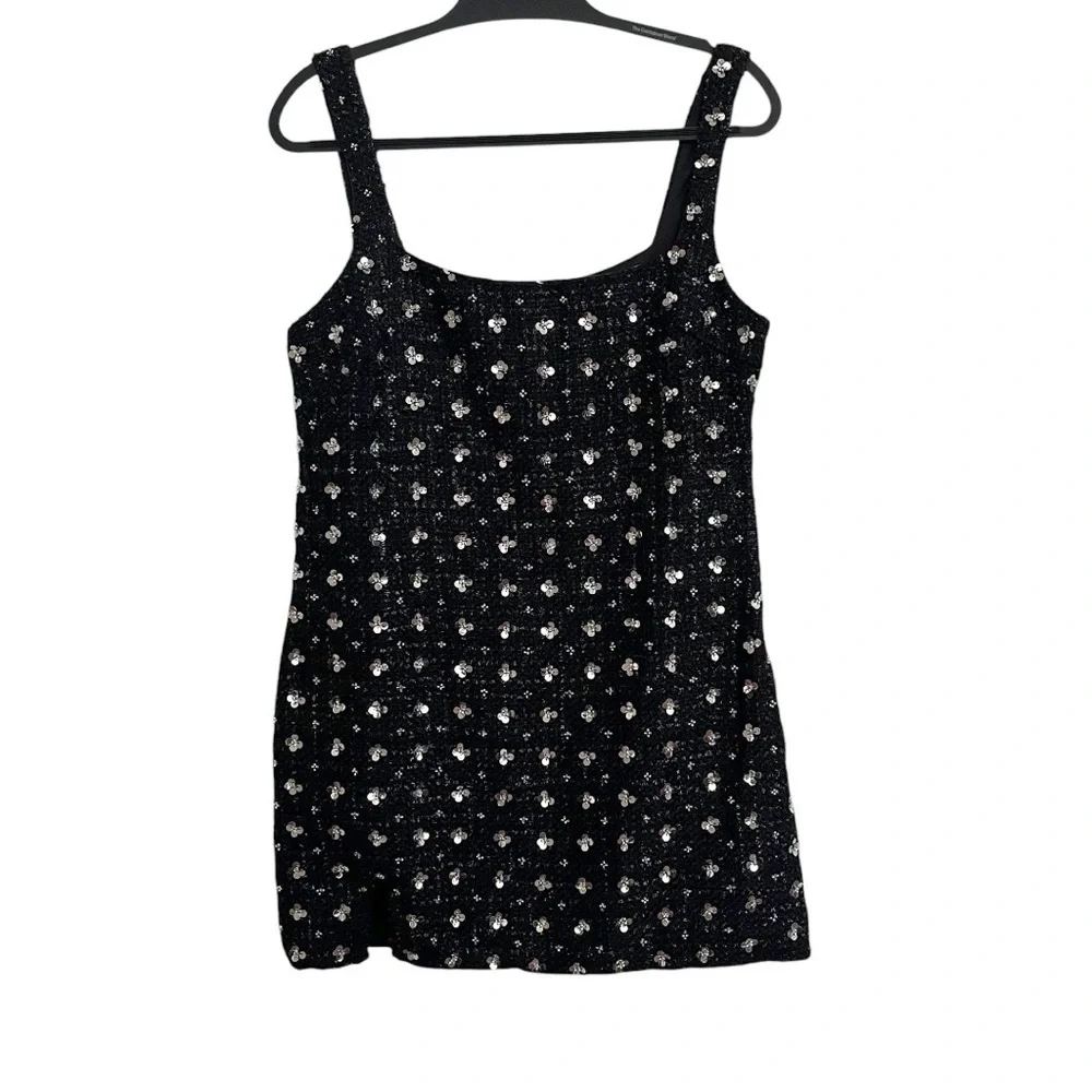 Storia Sequin Tweed Clovers Flowers Side Slit Mini Party Dress Size Large - Picture 5 of 16